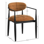 Riccio Performance Fabric Upholstered Dining Arm Chair in Cognac