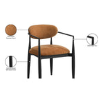 Riccio Performance Fabric Upholstered Dining Arm Chair in Cognac
