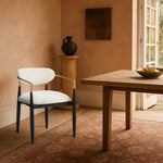 Riccio Performance Fabric Upholstered Dining Arm Chair in Cream