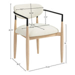 Riccio Performance Fabric Upholstered Dining Arm Chair in Cream