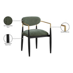 Riccio Performance Fabric Upholstered Dining Arm Chair in Olive