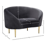 Ritz Velvet Upholstered Chair in Grey