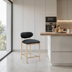 Riccio Vegan Leather Upholstered Stool in Black