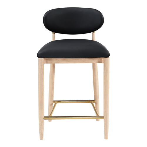 Riccio Vegan Leather Upholstered Stool in Black