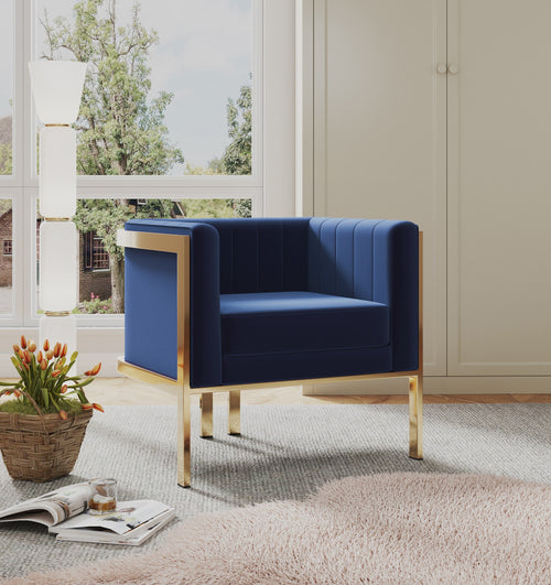 Paramount Velvet Lounge Chair in Royal Blue
