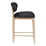 Riccio Vegan Leather Upholstered Stool in Black