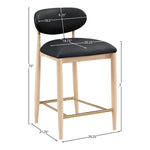Riccio Vegan Leather Upholstered Stool in Black