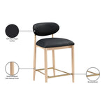 Riccio Vegan Leather Upholstered Stool in Black
