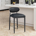 Riccio Vegan Leather Upholstered Stool in Black