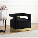 Armani Velvet Upholstered Accent Chair in Black