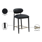 Riccio Vegan Leather Upholstered Stool in Black