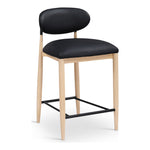 Riccio Vegan Leather Upholstered Stool in Black