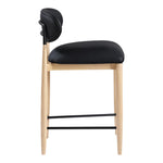 Riccio Vegan Leather Upholstered Stool in Black