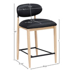 Riccio Vegan Leather Upholstered Stool in Black