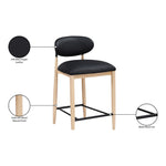Riccio Vegan Leather Upholstered Stool in Black