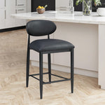 Riccio Vegan Leather Upholstered Stool in Black