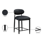 Riccio Vegan Leather Upholstered Stool in Black
