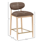 Riccio Vegan Leather Upholstered Stool in Brown