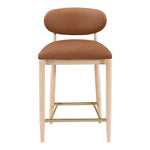 Riccio Vegan Leather Upholstered Stool in Cognac