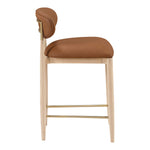 Riccio Vegan Leather Upholstered Stool in Cognac