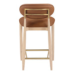 Riccio Vegan Leather Upholstered Stool in Cognac
