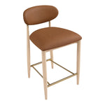 Riccio Vegan Leather Upholstered Stool in Cognac