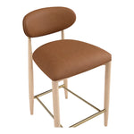 Riccio Vegan Leather Upholstered Stool in Cognac