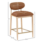 Riccio Vegan Leather Upholstered Stool in Cognac