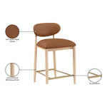 Riccio Vegan Leather Upholstered Stool in Cognac