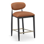 Riccio Vegan Leather Upholstered Stool in Cognac