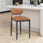 Riccio Vegan Leather Upholstered Stool in Cognac