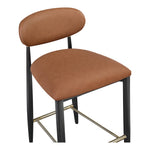 Riccio Vegan Leather Upholstered Stool in Cognac