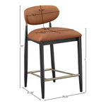 Riccio Vegan Leather Upholstered Stool in Cognac