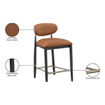 Riccio Vegan Leather Upholstered Stool in Cognac