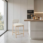 Riccio Vegan Leather Upholstered Stool in Cream