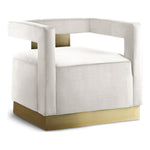 Armani Velvet Upholstered Accent Chair in Cream