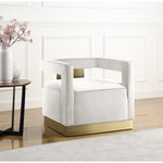 Armani Velvet Upholstered Accent Chair in Cream