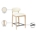 Riccio Vegan Leather Upholstered Stool in Cream