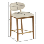 Riccio Vegan Leather Upholstered Stool in Beige