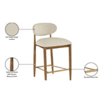 Riccio Vegan Leather Upholstered Stool in Beige