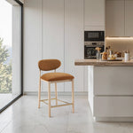 Riccio Performance Fabric Upholstered Stool in Cognac