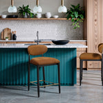Riccio Performance Fabric Upholstered Stool in Cognac