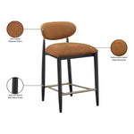 Riccio Performance Fabric Upholstered Stool in Cognac