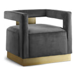 Armani Velvet Upholstered Accent Chair in Grey