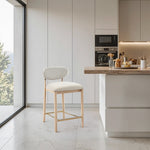 Riccio Performance Fabric Upholstered Stool in Cream
