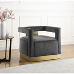 Armani Velvet Upholstered Accent Chair in Grey