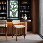 Riccio Performance Fabric Upholstered Stool in Cream
