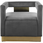 Armani Velvet Upholstered Accent Chair in Grey