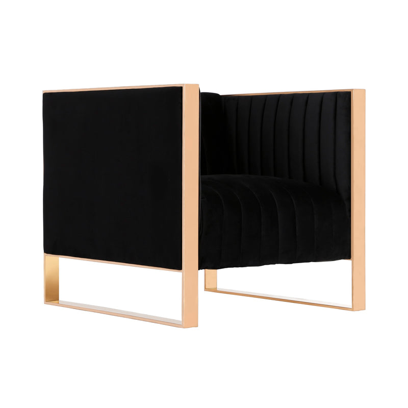 Trillium Velvet Lounge Chair in Black