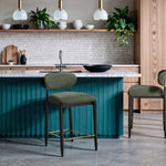 Riccio Performance Fabric Upholstered Stool in Olive